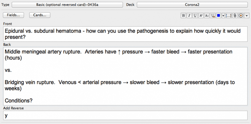 Epidural vs. subdural hematoma Anki USMLE World