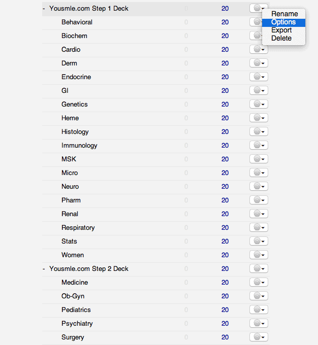 Anki Options