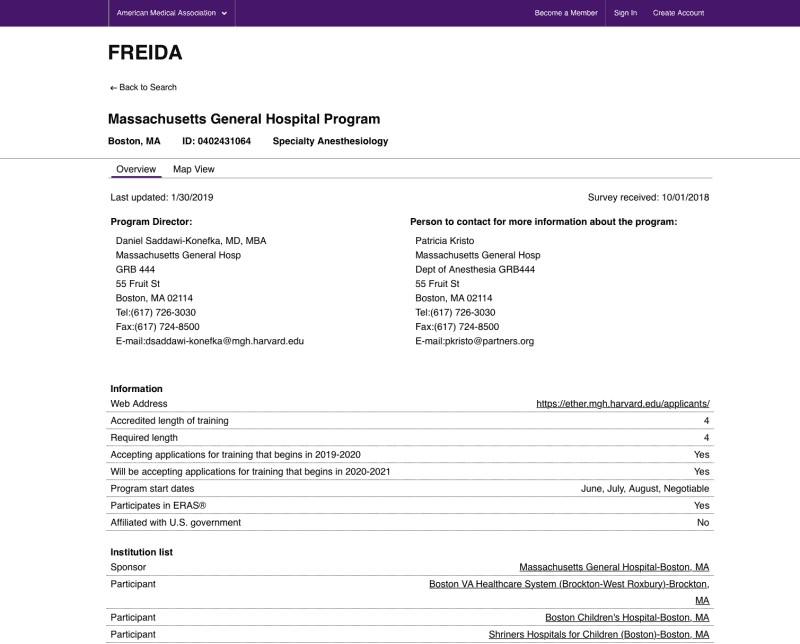FREIDA Detailed Info