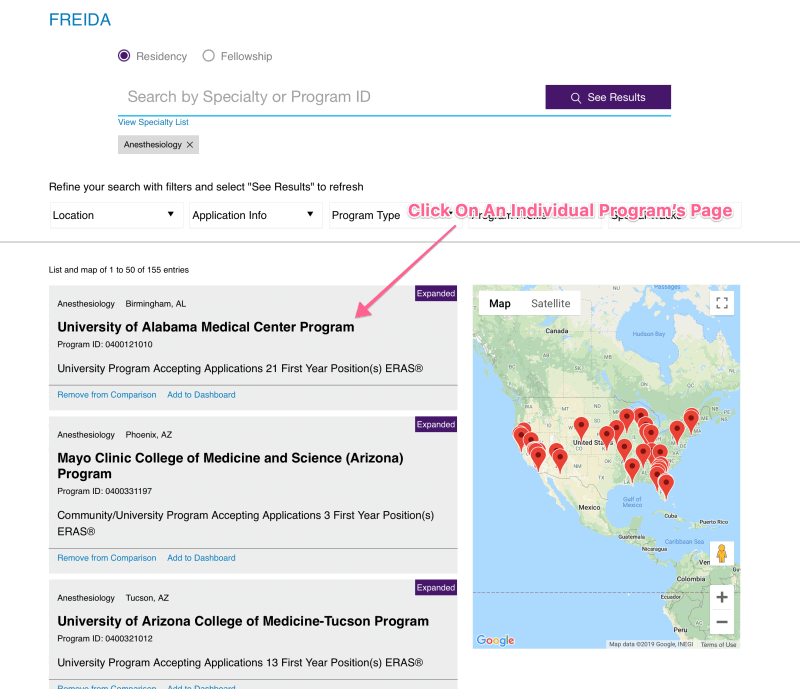 Click On Individual Program to Compare