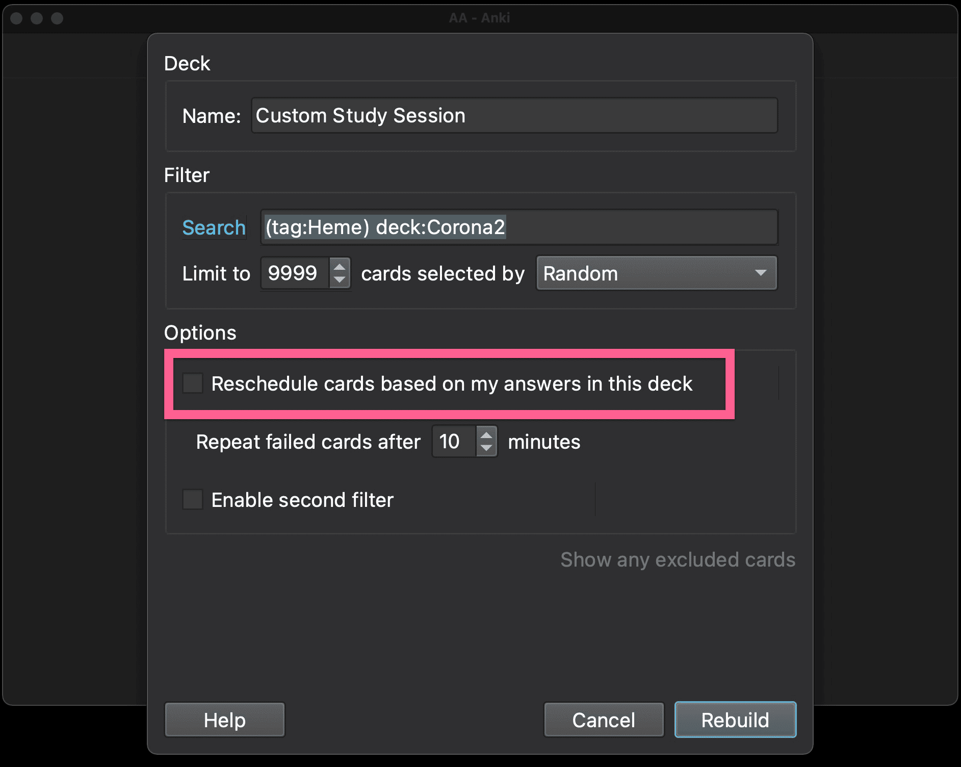 Reschedule Anki cards based on answers in this deck